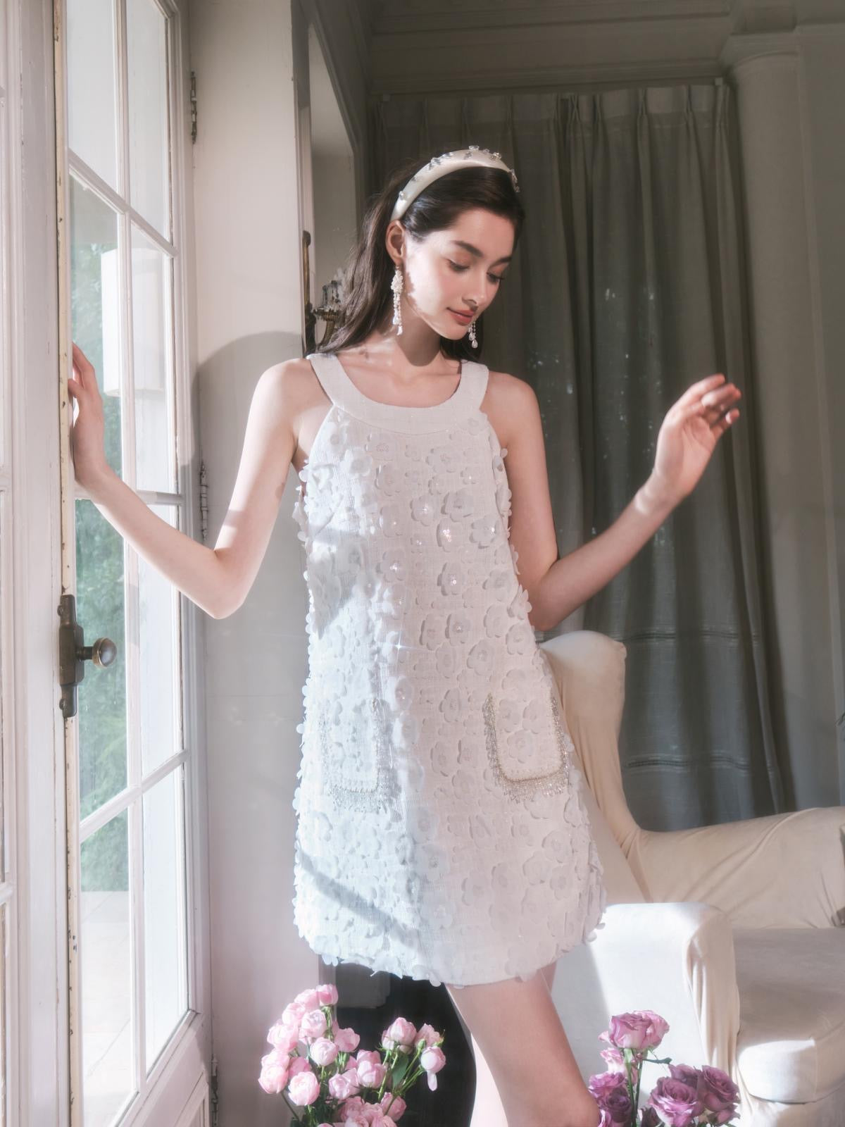 Aurelia Patching Floral Tweed Mini Dress Amanda Fashion Gallery Aurelia Patching Floral Tweed Mini Dress Amanda Fashion Gallery
