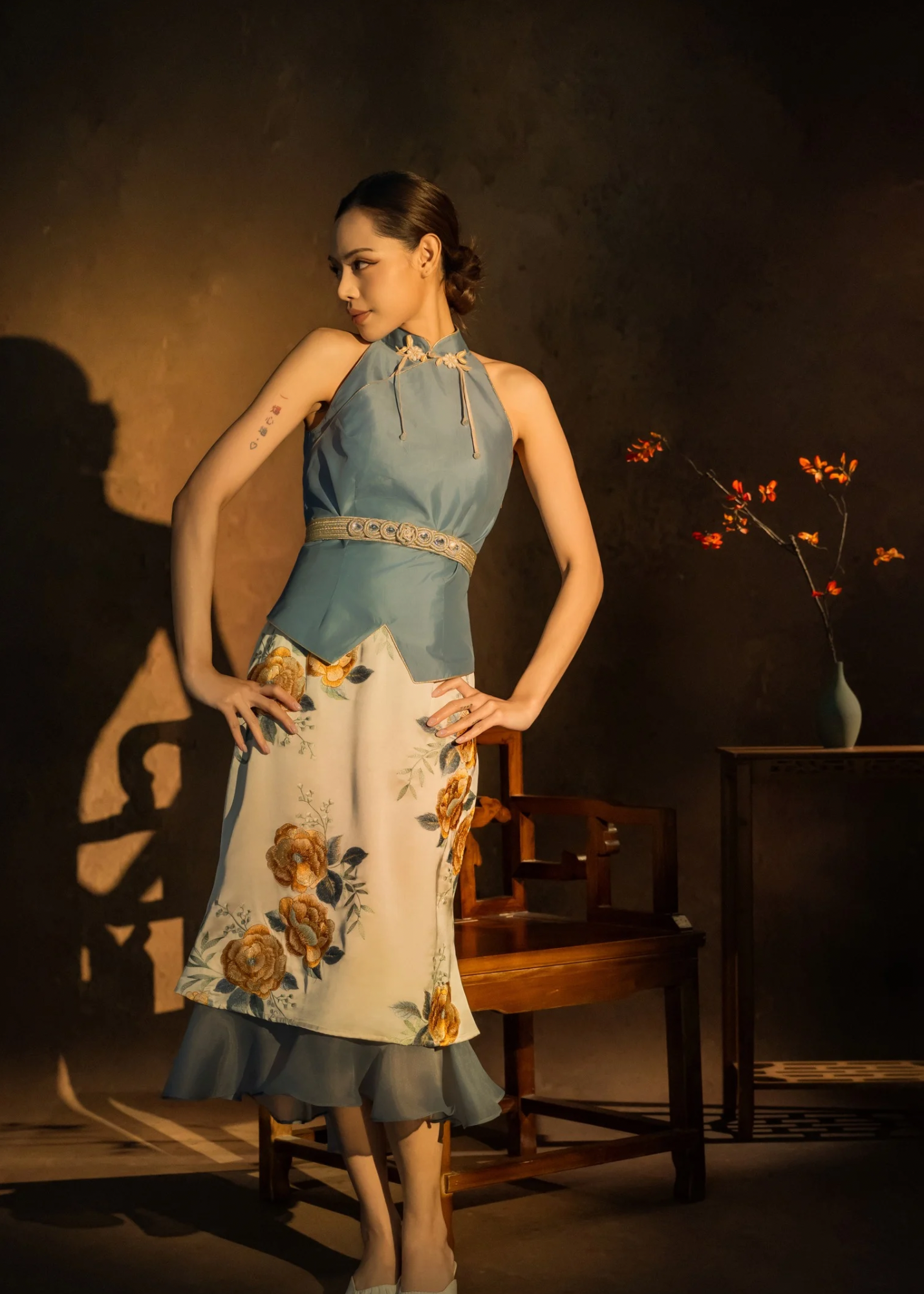 [Bespoke] LeiSi Silk Embroidery Ruffle Skirt