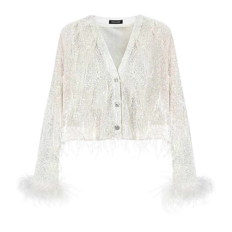 Adira Sequin Feather Blazer