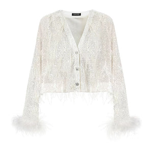 Adira Sequin Feather Blazer