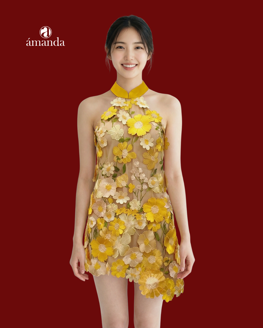 [Bespoke] Brittany Oriental Collar Mini Dress