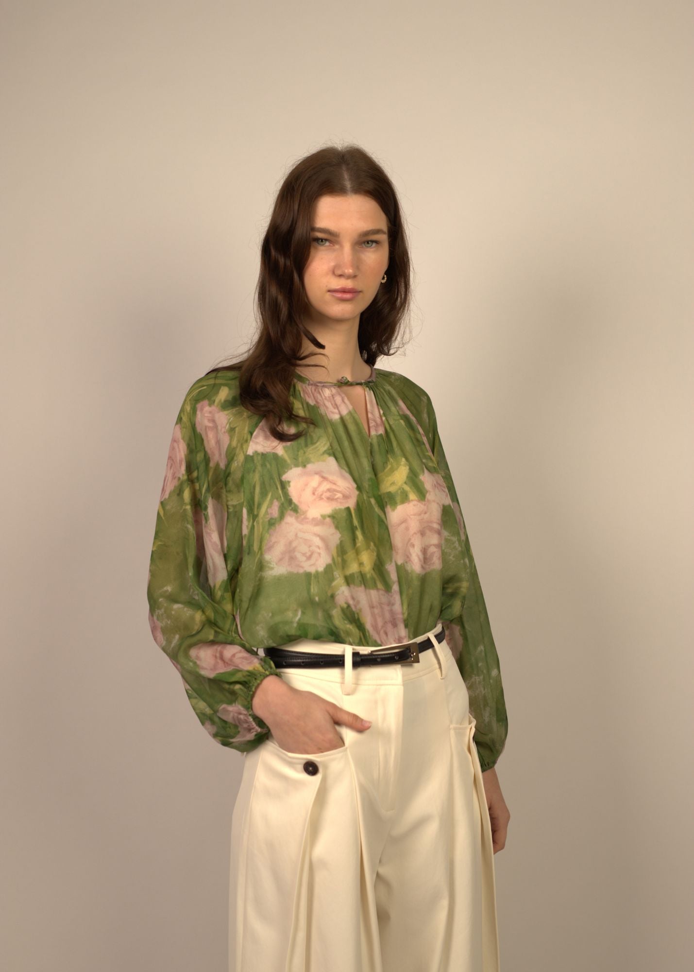 Eleano Floral Round Neck Long Sleeve Top