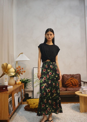 Estelle Floral Waist Elastic Silk Skirt