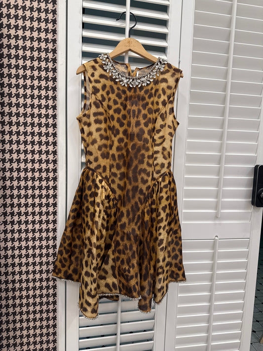Eloywn Crystal Leopard Mini Dress