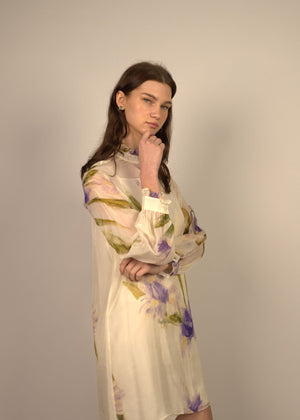 Ferlyn High Collar Silk Dress