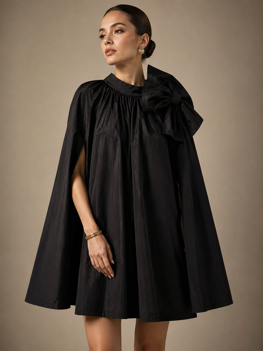 Mint Noir Bow Cape