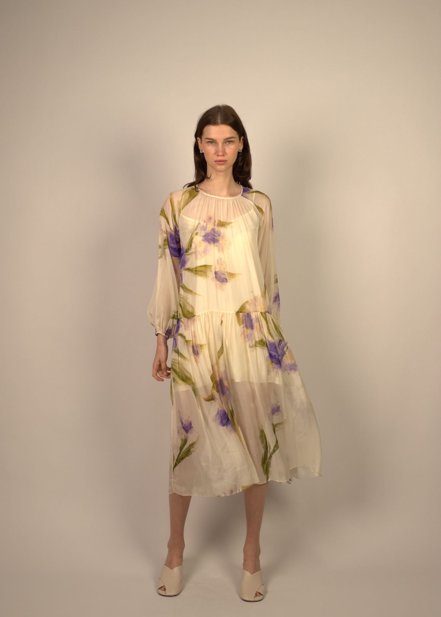 Ferlyn Gathered Silk Dress