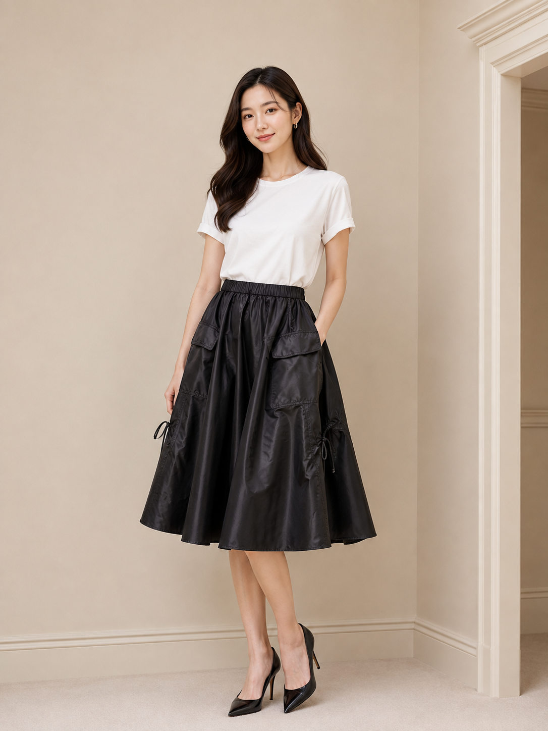Eco Utility Drawstring Nylon Skirt