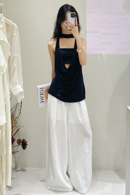 Caspia Draped-back Halter Tank Top