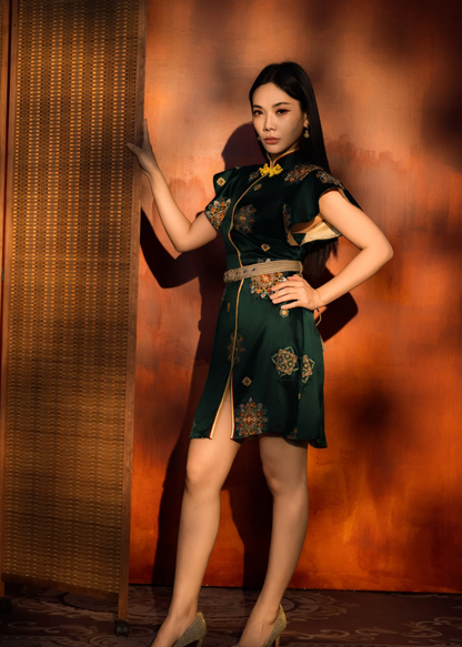 [Bespoke] QiHua Ruffle Sleeve Mini Cheongsam