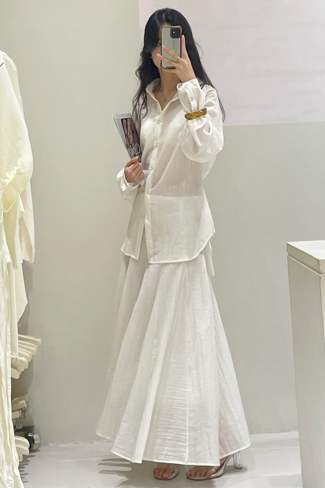 Elana Long Sleeve Sheer Blouse
