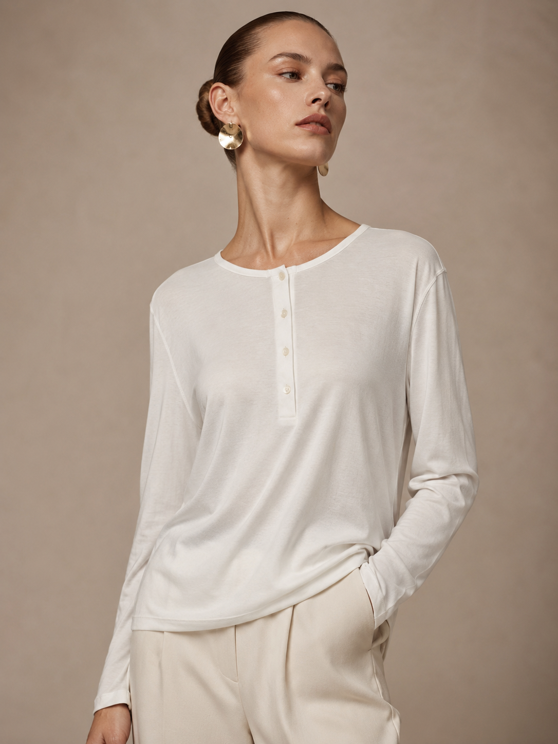 Leilani Front Button Long Sleeve Top