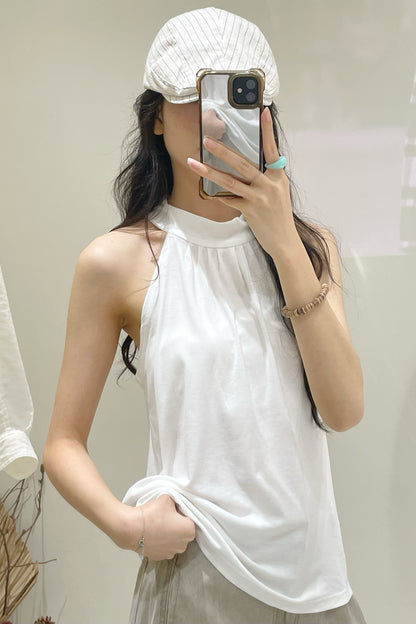 Caspia Draped-back Halter Tank Top
