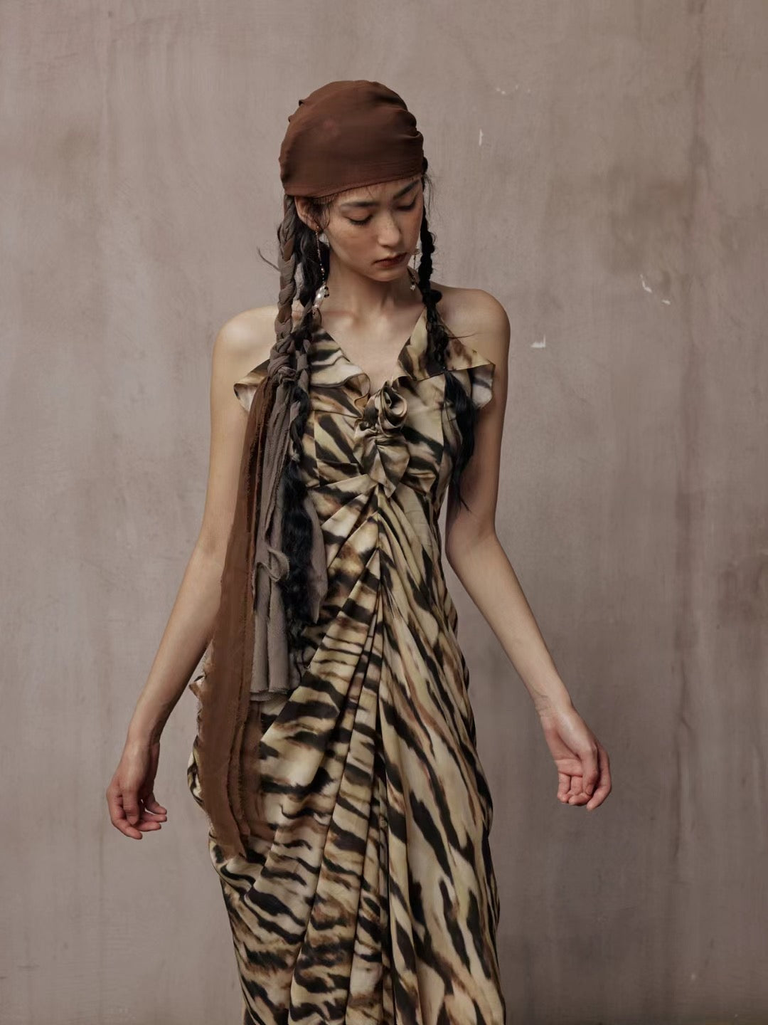 [Pre-Order] Brooke Halter Neck Dripped Dress
