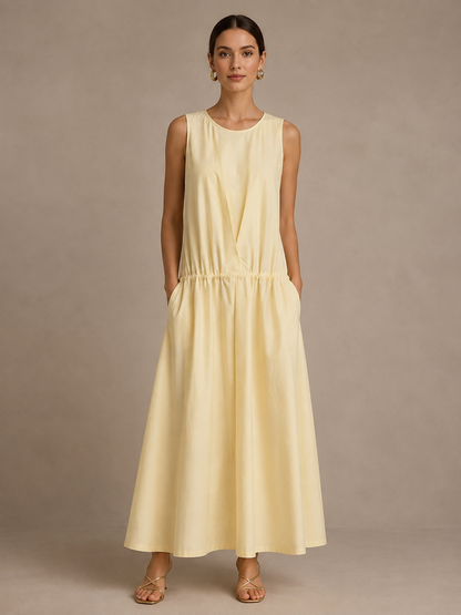 Kalani Round Neck Tie Waist Dress