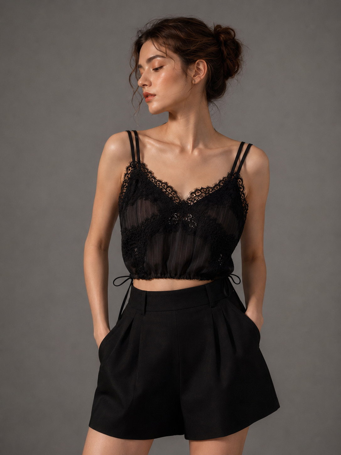 Martine Sleeveless Lace Crop Top
