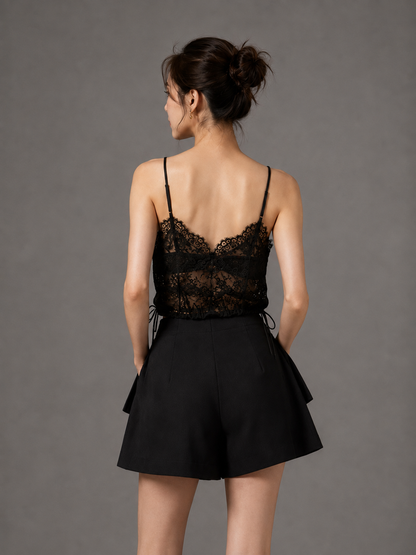 Véronique Sleeveless Lacey Crop Top