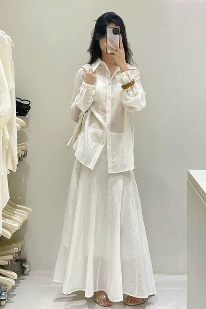 Elana Long Sleeve Sheer Blouse