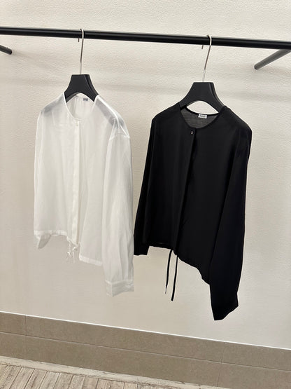 Maya Front Button Drawstring Blouse