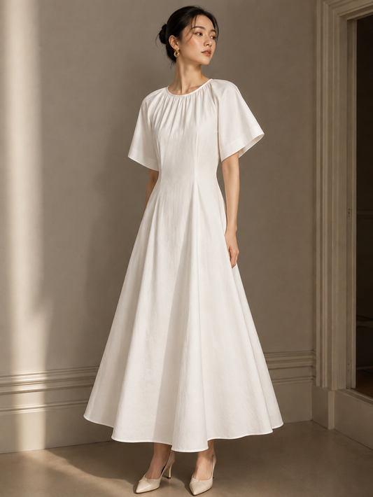 Élan Cotton Puff-Sleeve Dress