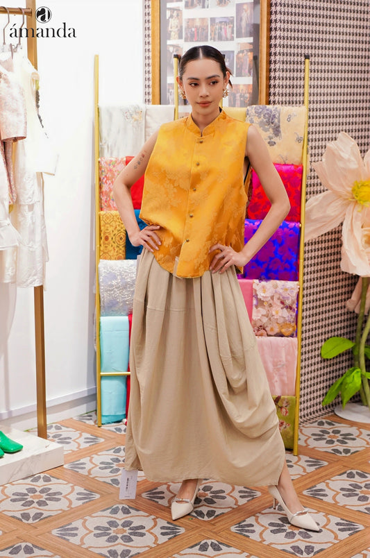 Qing MuDan Flower Silk Vest