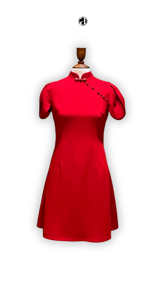 YiNuo Petal Sleeve Mini Cheongsam