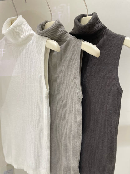 Lana Knitting High Collar Tank Top