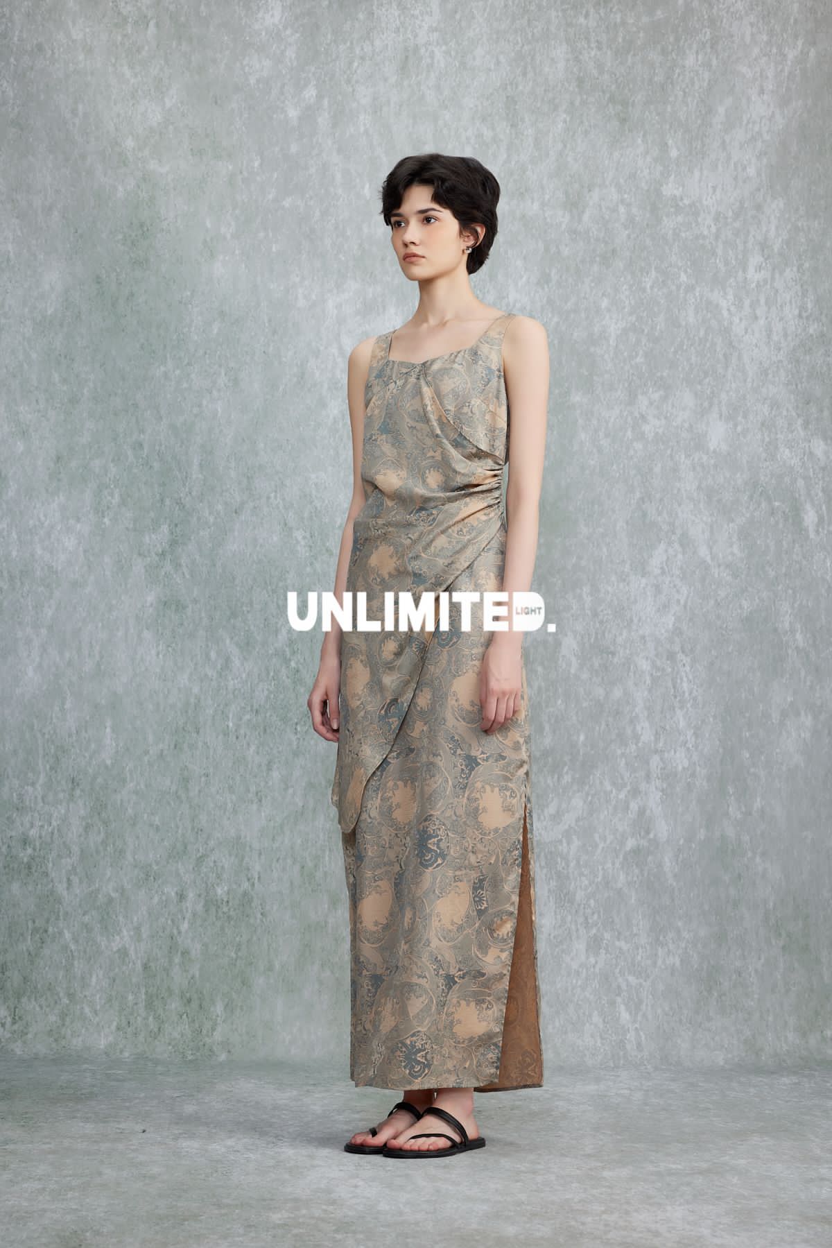 Martina Printed Sleeveless Silk Dress