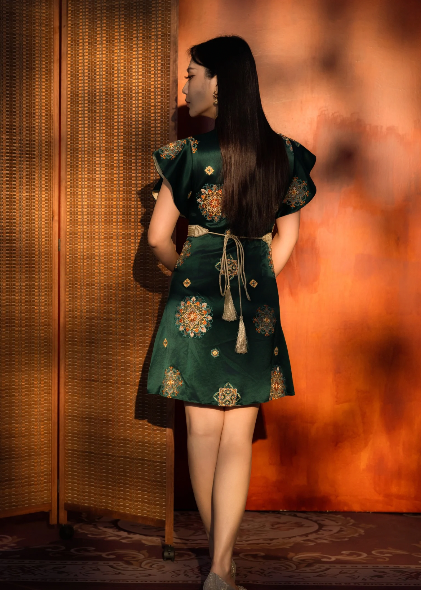 [Bespoke] QiHua Ruffle Sleeve Mini Cheongsam