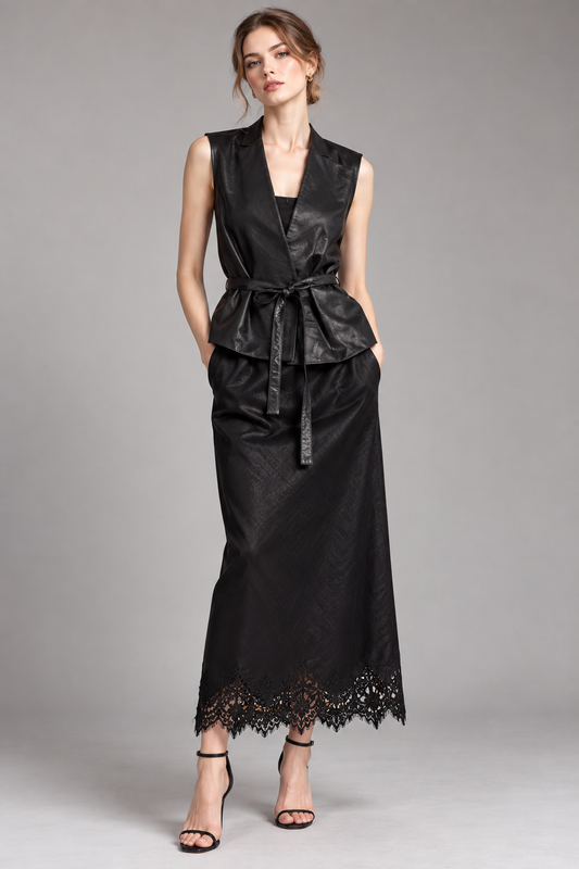 Noir Sculpted Belted Vest
