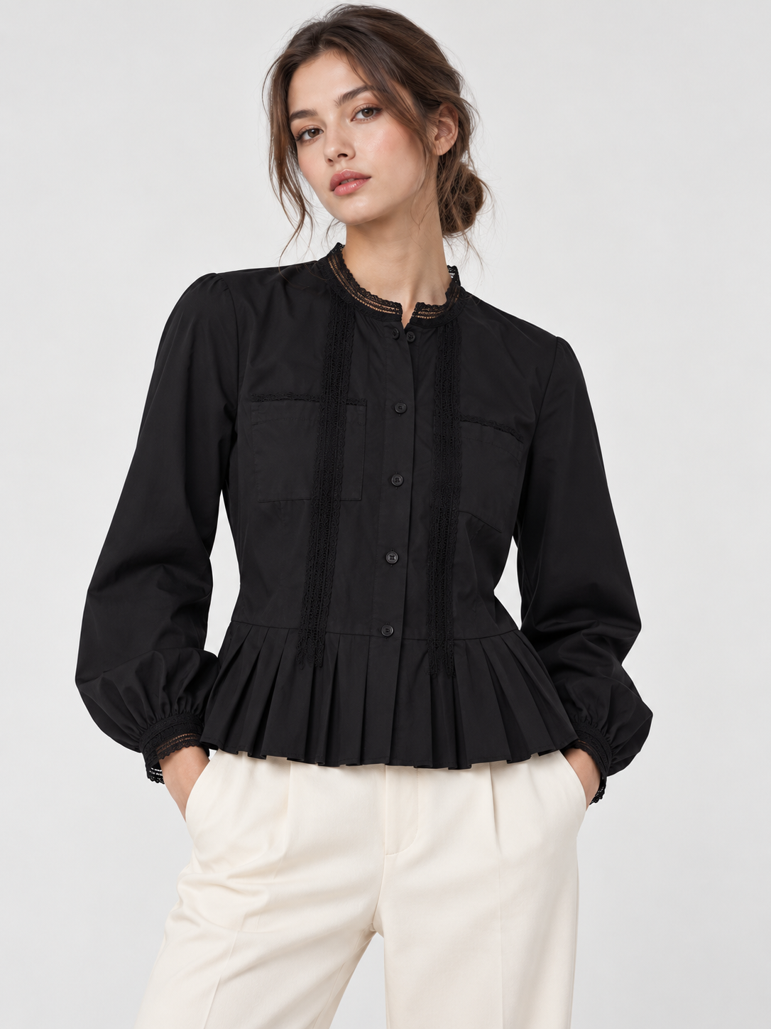Alina Pleated Cotton Top