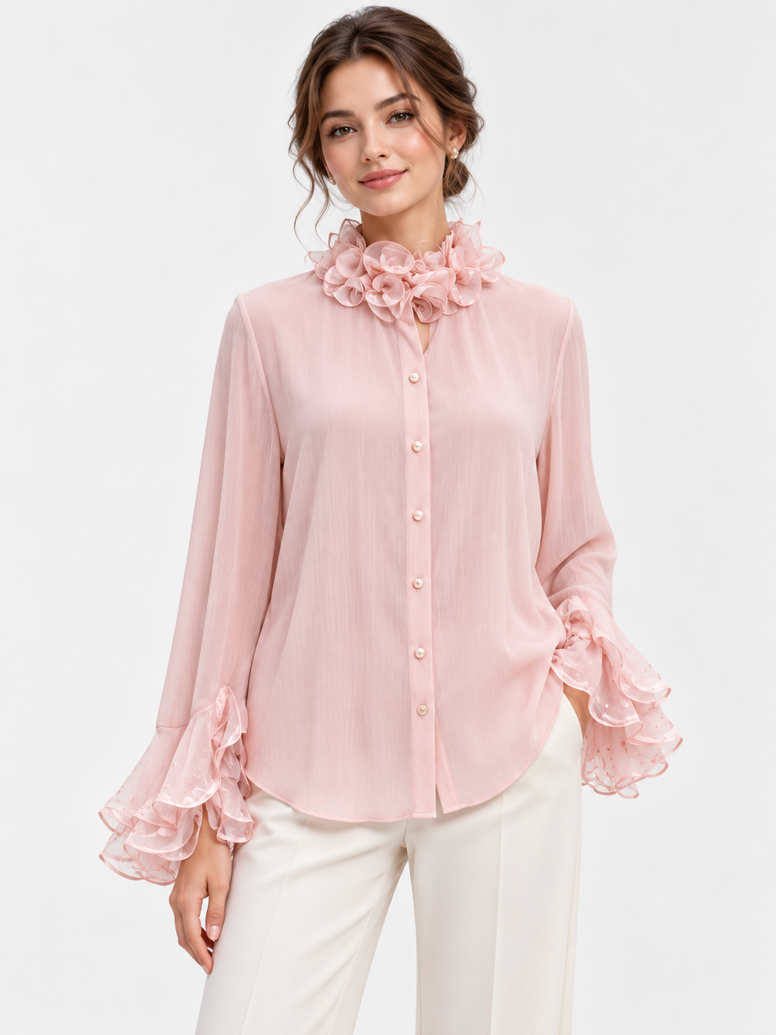 Antonina Ruffle Silk Blouse