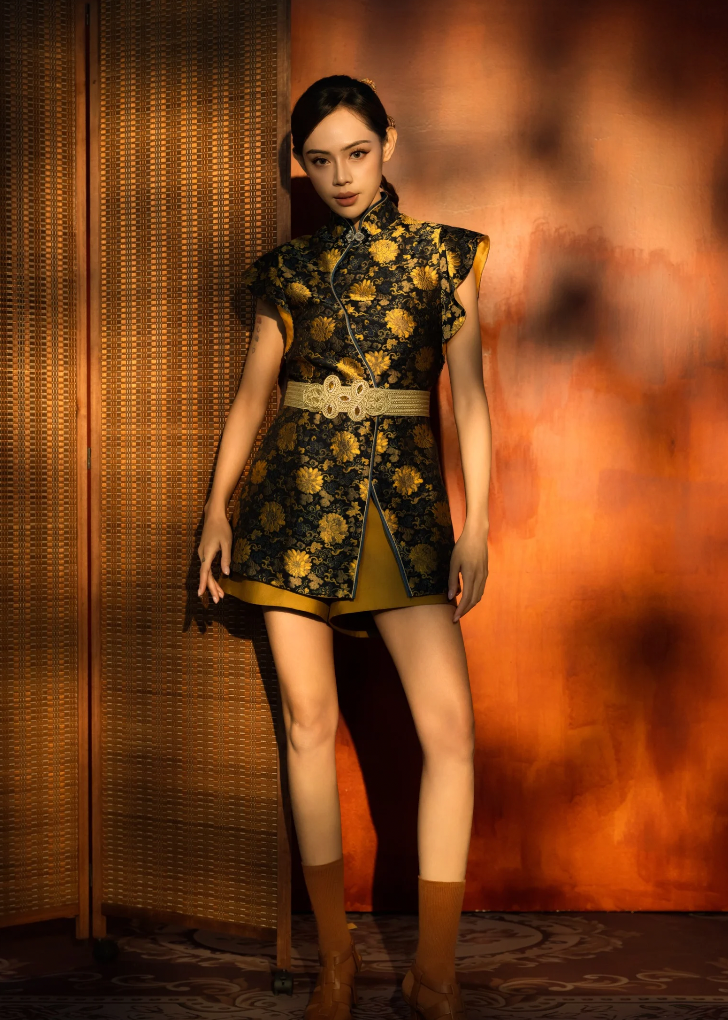[Bespoke] QingHua Silk Material Mini Cheongsam