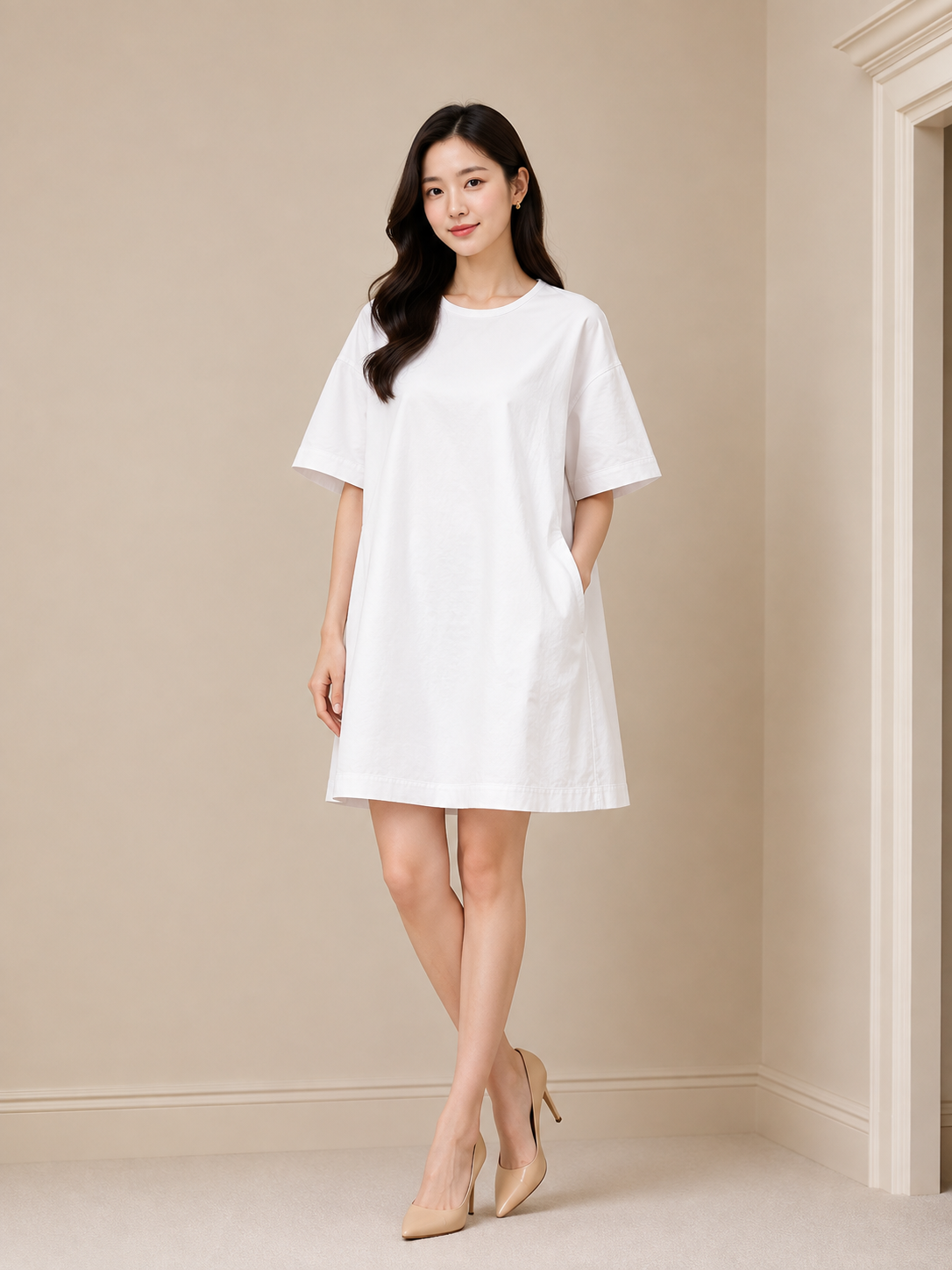 Élise Round-Neck Short-Sleeve Dress