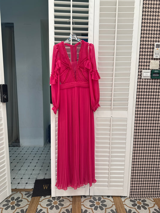 Orsola  Low V Neck Pleated Maxi Dress