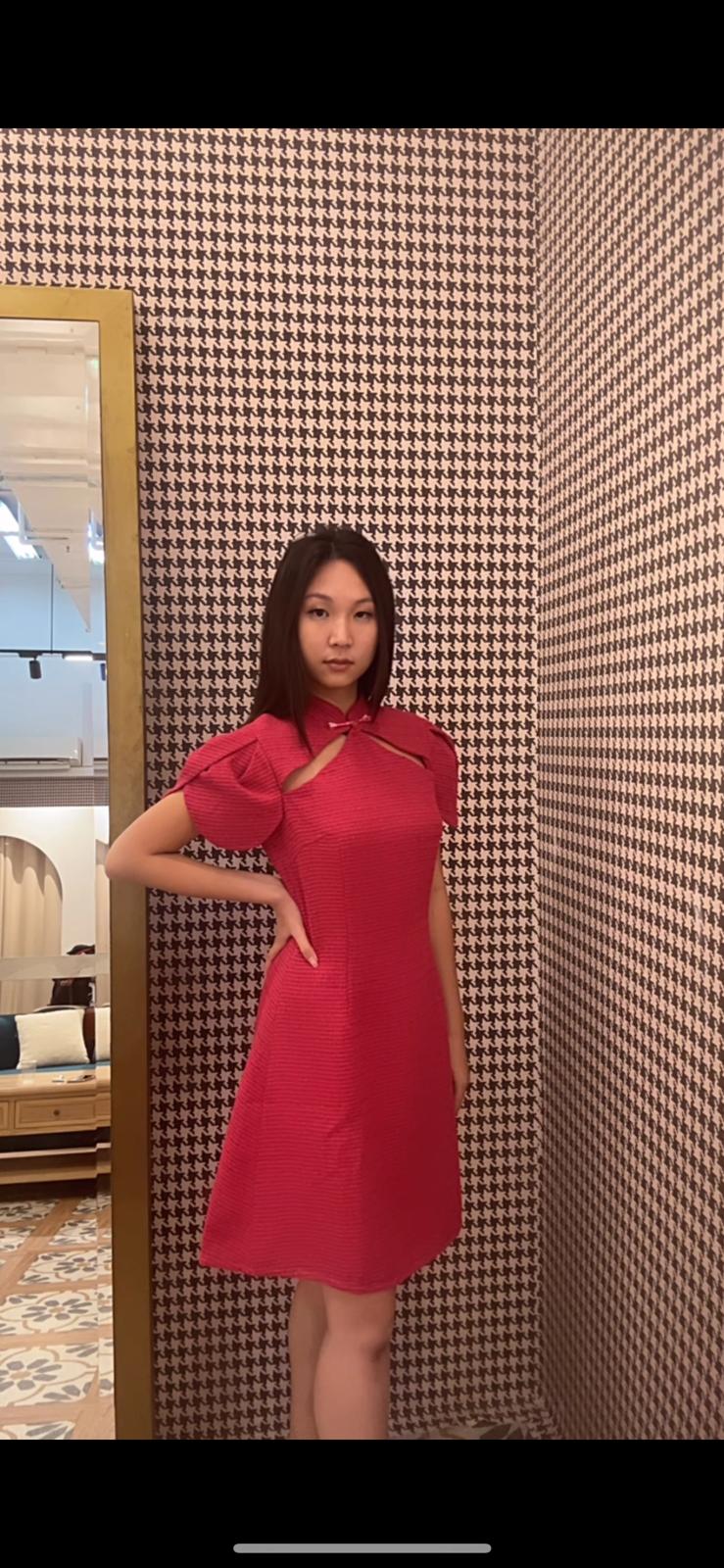 [SAMPLE] Hot Pink Tweed Mini Cheongsam