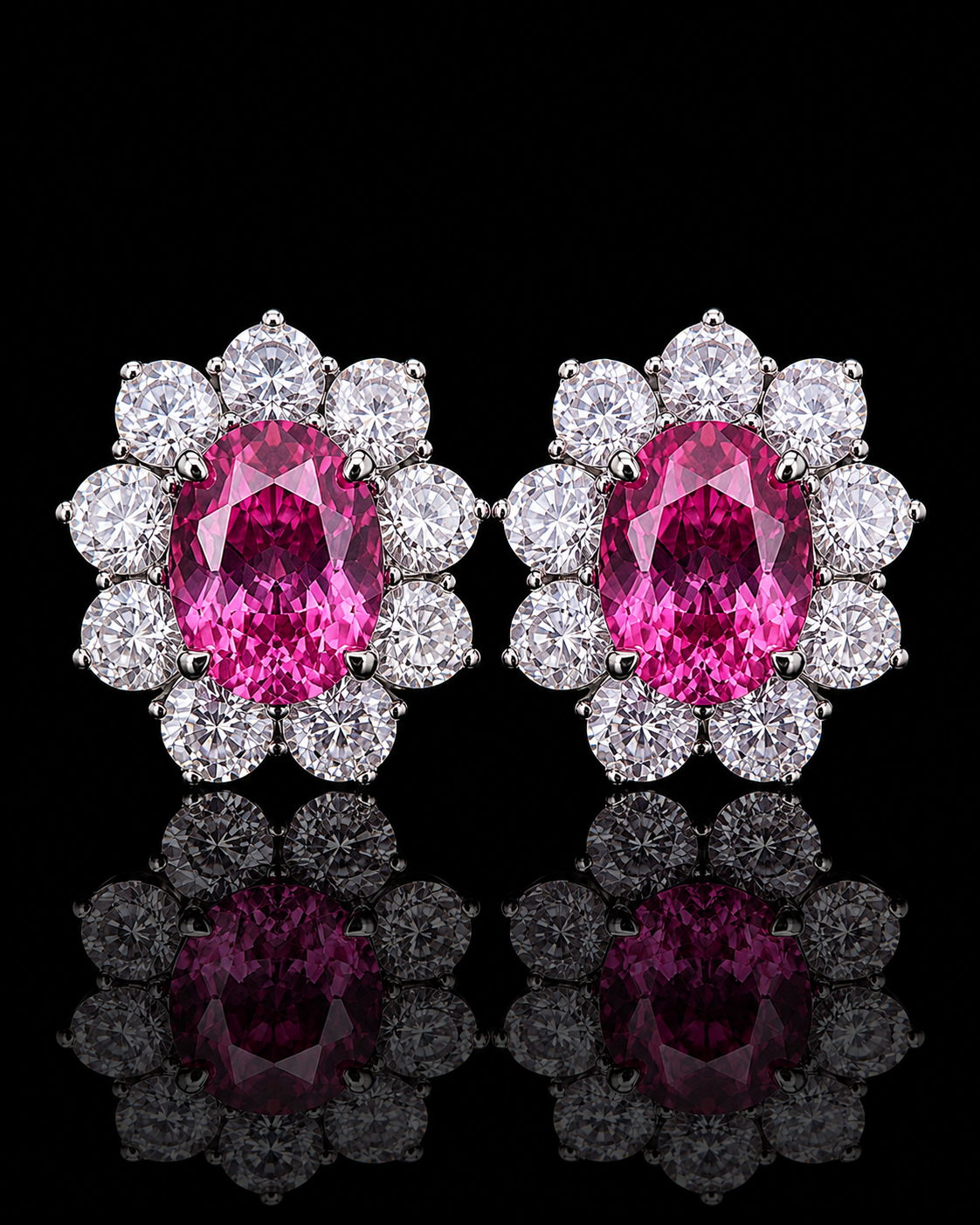 Fuchsia Bloom Pink Sapphire Stud Earrings