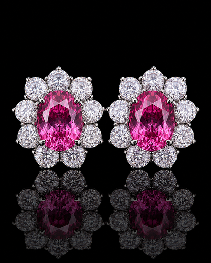 Fuchsia Bloom Pink Sapphire Stud Earrings