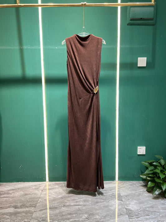 Rose Front Gathered Slim Dress