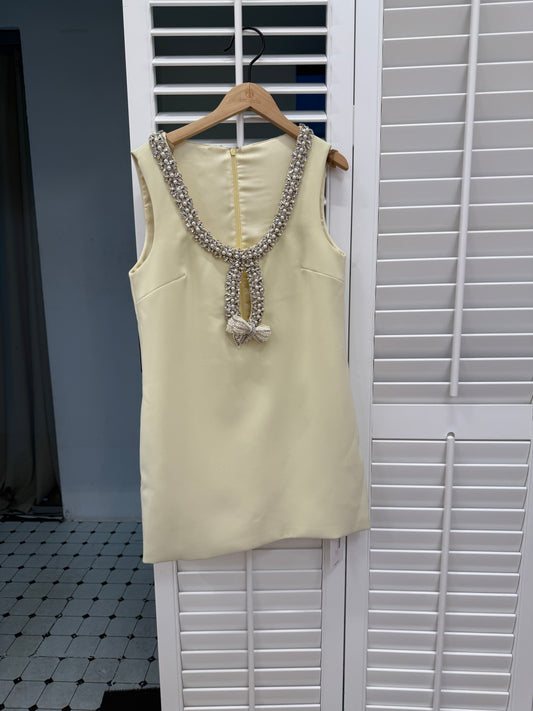 Caterina Sleeveless Keyhole Crystal Mini Dress