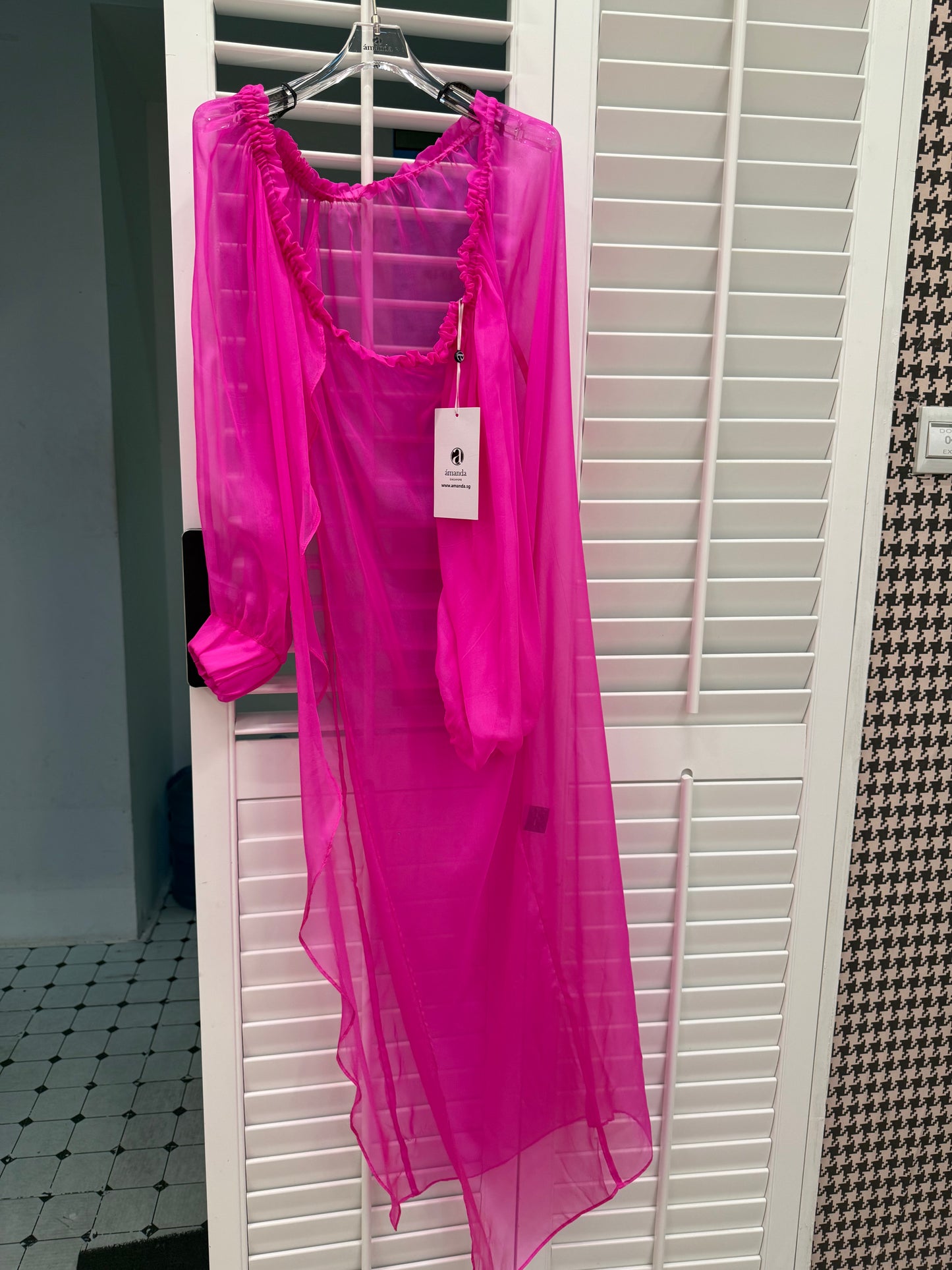[Bespoke] Bambina Silk Chiffon Off Shoulder Dress