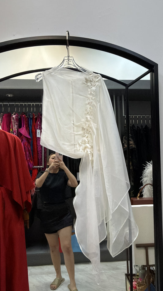 [Bespoke] Gianella Organza Asymmetrical Sleeve Blouse - Sample
