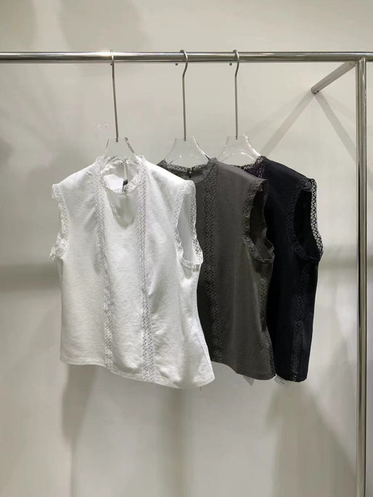 Bianca Lace Trimming Sleeveless Blouse