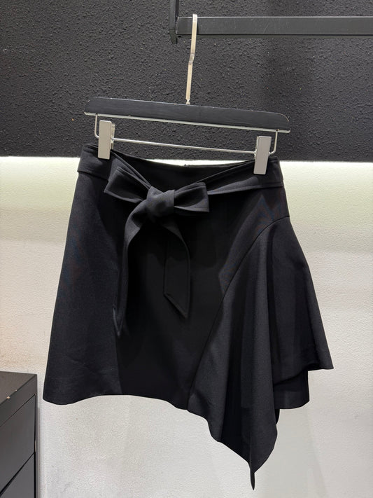 Aaray Front Ribbon Asymmetrical Mini Skort