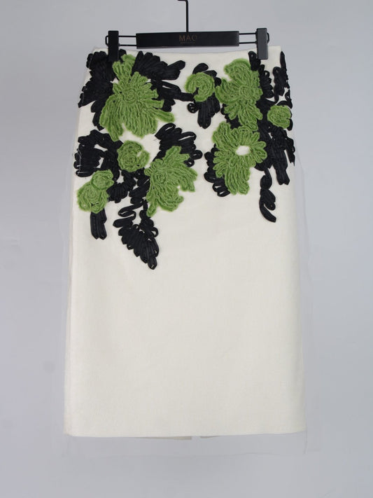 GuYu Elaborately Embroidered Skirt with Diagonal Hem