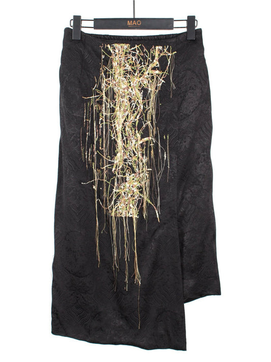 LingZi Embroidered Fringe Panel Skirt
