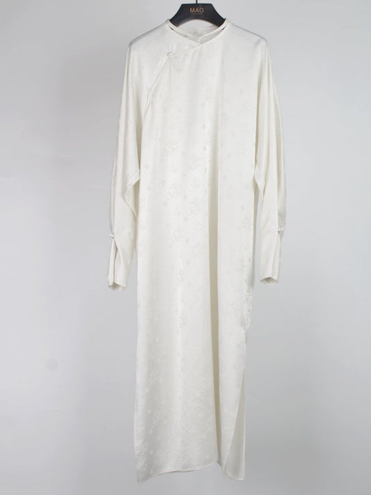 YingLu Relaxed Fit Asymmetric Dress with Chinese Knot Buttons