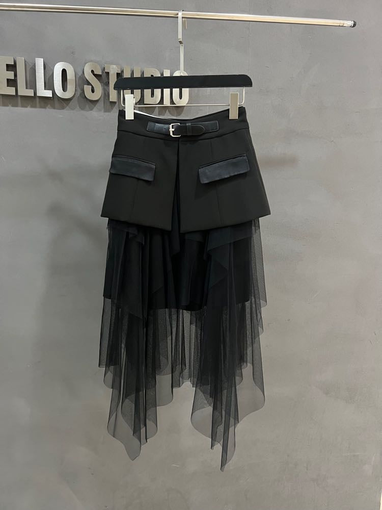 Pravya Asymmetrical Mesh Skirt