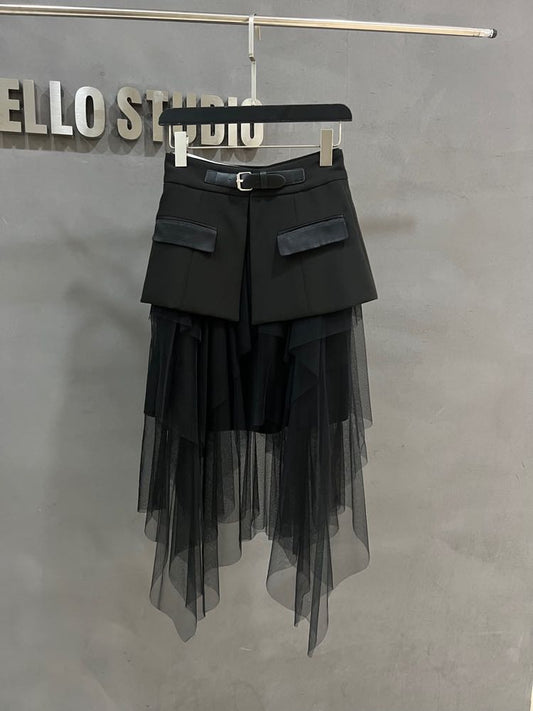 Pravya Asymmetrical Mesh Skirt