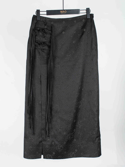 YingLu Handmade Tassel Skirt with Frog Buttons